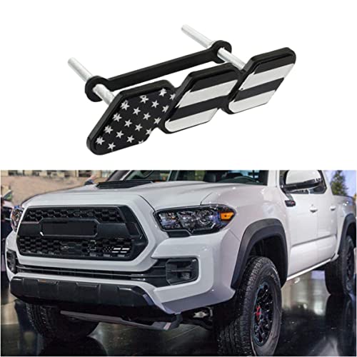 Image of Tri-Color Grille Badge Emblem Decoration Accessories Car Truck Label Compatible for Tacoma 4Runner Tundra Sequoia Rav4 Highlander (Black Flag)