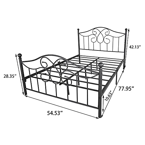 Diolong Full Size Bed Frame With Storage Vintage Platform Bed Frame With Headboard And Footboard No Box Spring Needed Heavy Duty Steel Slat Support, Full, Black #TOP3