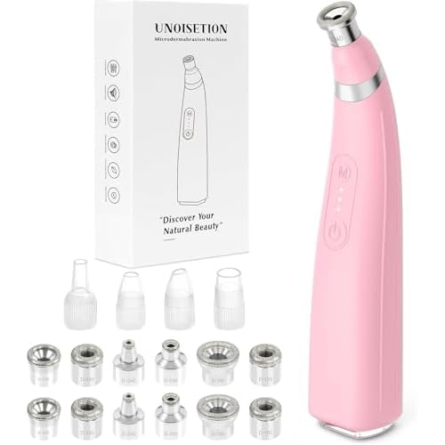 UNOISETION Diamond Microdermabrasion Machine, Professional Portable for Travel Microdermabrasion Device,Rechargeable Cordless Dermabrasion Facial Machine with 3 Levels, Pink