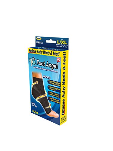 Foot Angel FALW-MC24/6 Anti-Fatigue Compression Foot Sleeve for Plantar Fasciitis Relief, Large/X-Large, Black, L-XL