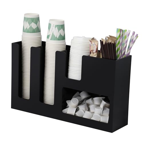 Elraxw 紙コップホルダー カップディスペンサー カップスタンド 5列6セルカップホルダー アクリル製 (ブラック)