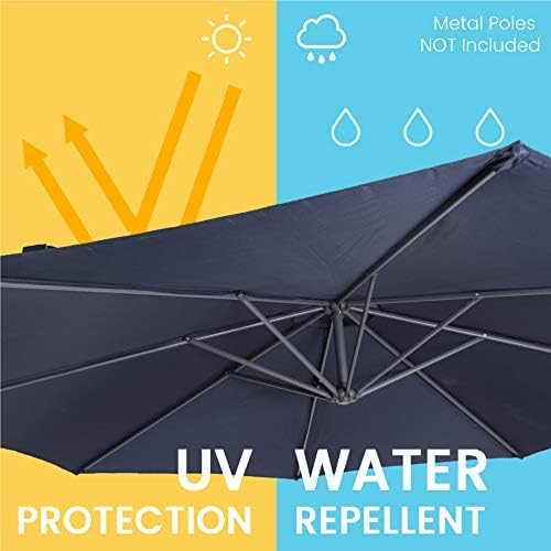 Crestlive Products Universal Patio Umbrella Replacement Canopy for 10FT 8 Ribs Offset Umbrellas, Canopy Only(Navy Blue)