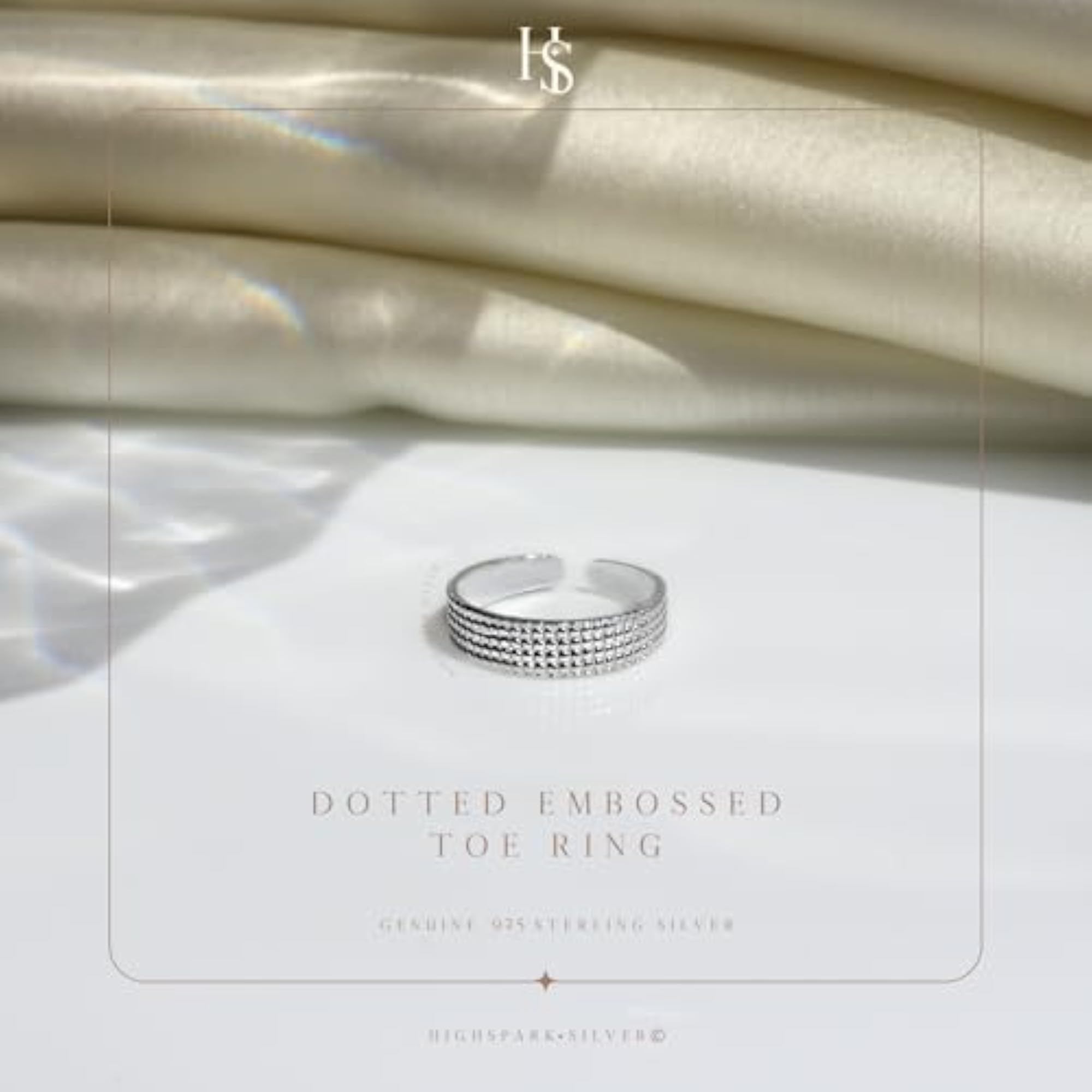 92.5 Sterling Toe Ring - Emboss Dot