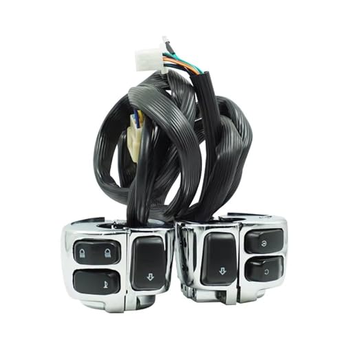 Interrupteur moto guidon 25mm chrome faisceau câbles phare clignotant klaxon 1 pouce