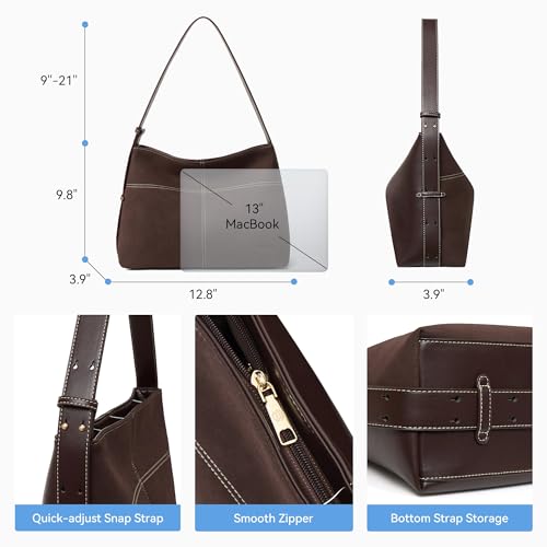 Image of BOSTANTEN Suede and Vegan Leather Purses for Women Roomy Shoulder Handbag