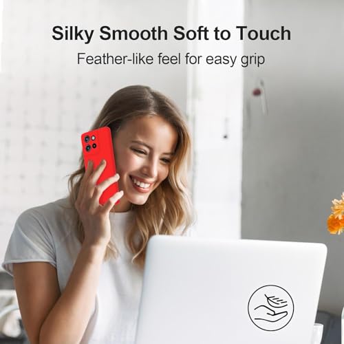 Image of DIZORO Microfiber Candy Case for Motorola Edge 50 Neo 5G Smooth Touch Cushion Liquid Soft Silicone Gel Rubber Phone Cases Non-Slip Full Body Protective Shockproof Back Cover -og Red.