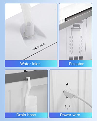 Portable Washing Machine 17 Lbs Mini Compact Twin Tub Washing Machine,Wash (10Lbs) And Spin Combo(7Lbs), Laundry Cloths Washer Timer Control For Home,Apartments, Dorm Rooms,Rv's (White & Grey) #TOP4