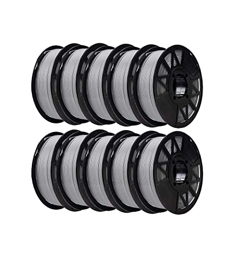 Image of Tesseract Premium PLA + 1.75mm 3D Printing Filament | Dimensional Accuracy + /- 0.03mm | Compatible with Most FDM Printers | 1 KG 3D Printer Filament - PLA Grey (Quantity 10)