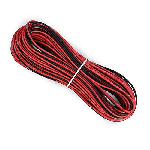 Oyanor Cable de extensión de alimentación Ideal 12 V Tira de Luces LED para Coche, Furgoneta, Barco, etc. 3528 5050 2 Pines 22 AWG (20 m, Cable de extensión de Color Rojo y Negro)