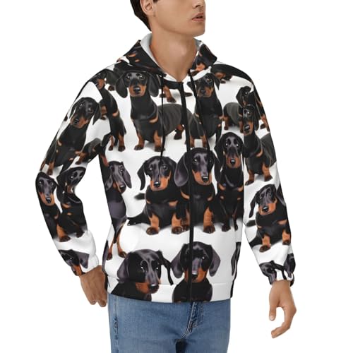 Sweat à capuche chien Teckel imprimé : le cadeau original parfait pour homme du S au 3XL