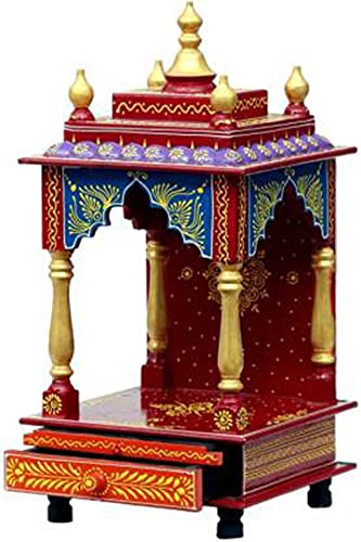 Temple en bois MDF peint à la main art traditionnel du Rajasthan