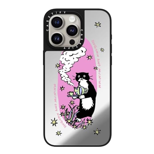 Coque miroir iPhone 15 Pro Max antichoc MagSafe CASETiFY argent noir réfléchissante
