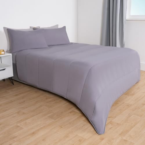 OHS 10.5 Tog Coverless Duvet for King Size Bed, Reversible Washable Coverless Travel Summer Camping Duvet Soft Warm Comfy Bedding with Pillowcase, Grey/Ochre - Image 8