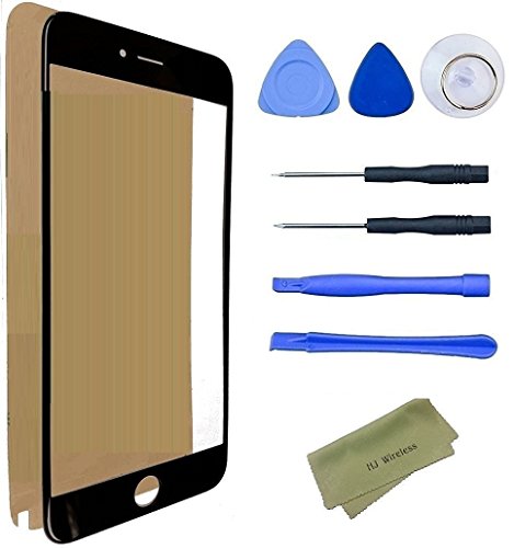 HJ Wireless iPhone 6 Plus/6s Plus Broken Screen Replacement Repair Kit including Replacement Glass/Tools/Adhesive Sticker Tape/Microfiber Cleaning Cloth/Lens (Black)