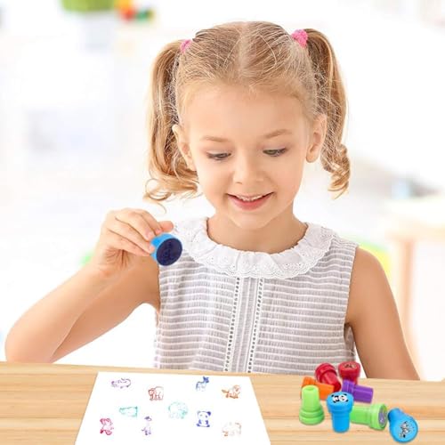beejune 10 Stückstempel Kinder Ab 2 Jahre, Stempelset Kinder, Kinderstempel Set, Mehrfarbige Stempelset Tiere, Für Kleine Geschenke Für Kinder Weihnachten Party Mitgebsel Kindergeburtstag