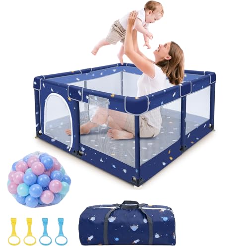 Kidsgigglz Laufstall Baby, Baby laufgitter 150x180x66cm mit Bällen, Oxford...
