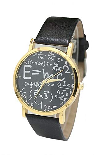 ELECTROPRIME 2X(Unisex Mathematical Symbol Faux Leather Wrist Watch Black P8X2)