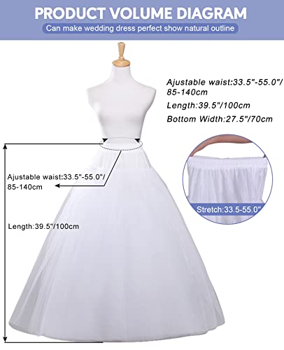 A-line Hoopless Petticoat Crinoline 4 layers Underskirt Slips for Wedding Dress Plus Size4
