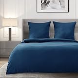 Deconovo Fundas Nordica de Edred&oacute;n y Fundas de Almohadas Microfibra Protector de Cama Decorativa 135x200cm+80x80cm Azul Marino
