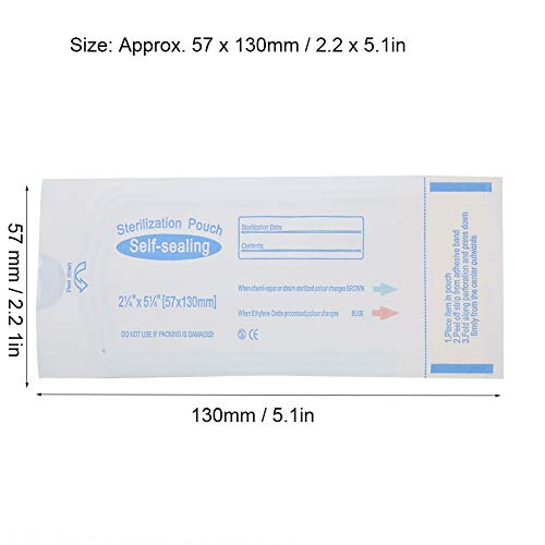200Pcs/Box Self Seal Sterilization Pouches, Self-Sealing Pouch, 57 X 130Mm Dental Sterilization Pouch, Dental Pouches Bags Accessory For Cleaning Tools - Steam Sterilization - Dental Offices #TOP7