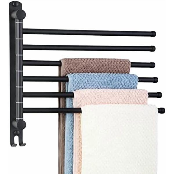 Space Saving Towel Rack Black Space Saving Towel Holder, Towel Rack Wall Mounted, Swivel Hand Towel Holder
