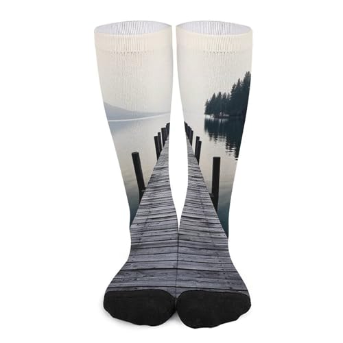 Calcetines Muelle De Madera Y Lago Tranquilo Suaves Calcetines Deportivos Casuales Calcetine Running Para Trabajo Yoga Casa 50Cm