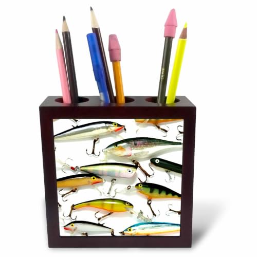 3dRose Fly fishing Lures 5 inch tile pen holder