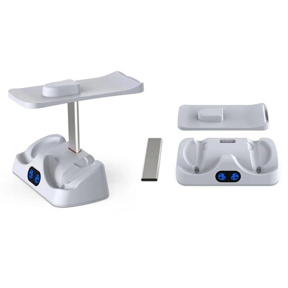 Charging Stand Multifunctional Headset Holder Display Stand for PS5 VR 2 Game Accessories Charging Dock for PS5 VR2(White)