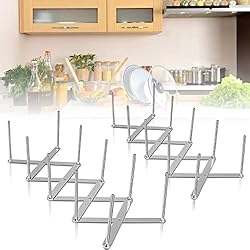 Soporte Sartenes Carrefour Huanmin 2 Pcs Soporte Ajustable para Tapa de Ollas, Organizador Tapas Ollas de Acero Inoxidable, Organizador de Sartenes, Bandejas Rejilla de Soporte Sartenes Accesorios para Cocinas y Barbacoas
