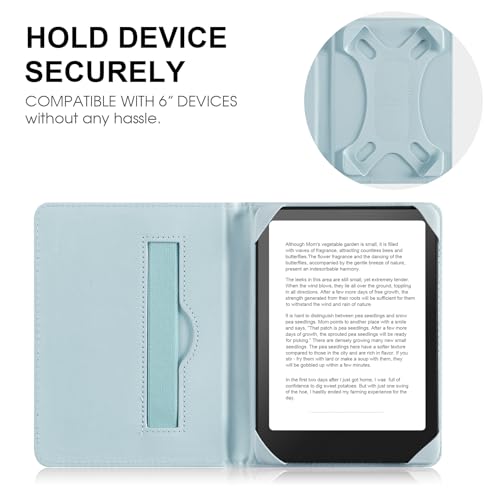 Image of HoYiXi Universal Case for 6 inch Kindle eReader Compatible with Paperwhite(2015 /2018) /Pocketbook and Tolino /Kobo Clara HD,6 inch eReader Protective Case Cover Elastic Rope,Flowers 2