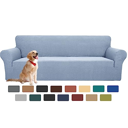 YEMYHOM Couch Cover Latest Jacquard Design High Stretch Extra Large Sofa Covers Pet Dog Cat Proof Oversized Slipcover Non Slip Magic Elastic Furniture Protector (X Large, Light Blue)