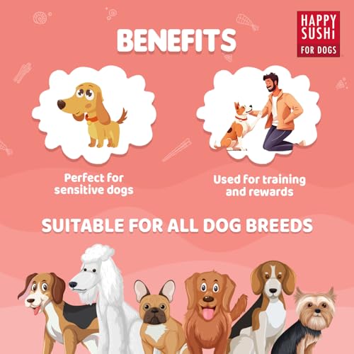 Image of Happy Sushi For Dogs Imaginelles Happy Sushi Wraps Fish For Dogs Nutritious And Tasty Dog Treats 12Pcs 132G, All Life Stages, Stick