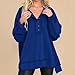Womens Oversized Long Sleeve Sweatshirts Button Up Crewneck Henley Pullover Fall Trendy Outfits Loose Fit Cute Top (Blue,Large)