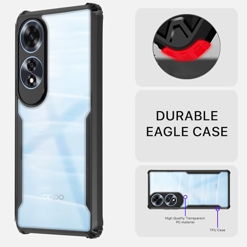 Image of Pikkme Oppo A60 4G Back Cover | Crystal Clear Transparent Back | Ultra Hyrbid | Full Camera Protection | Raised Edge | Bumper Back Case (Black)