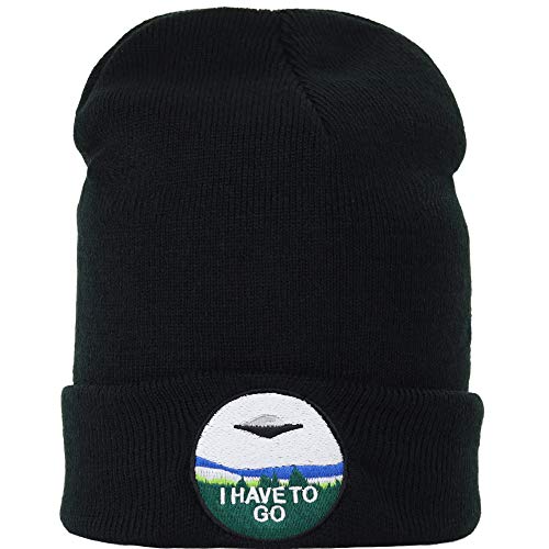 Bonnet tricoté : UFO Aliens Fans I Have to Go - Pour homme et femme - Style techno - Bonnet d'hiver X-Files - Bonnet streetwear - Bonnet tricoté Techno électrique - Long bonnet