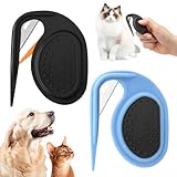 2 PCS Coupe Noeud Chat, Brosse pour Chien à Poils Longs Peigne D'épilation de Massage Multifonctionnel pour éliminer les Poils Emmêlés et Lâches (bleu + noir)
