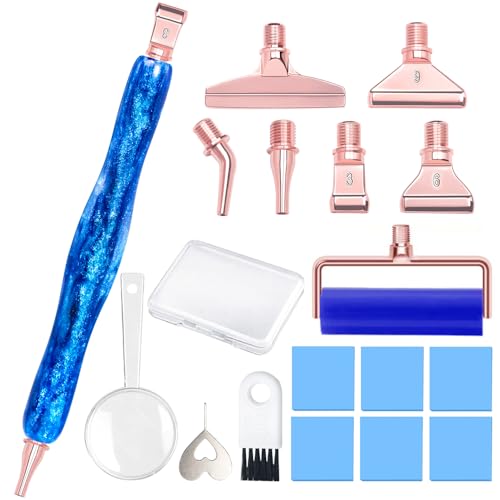Image of Praise V Do Diamond Painting Art Drill Pen Kit with Screw Stainless Steel Rose Metal Tip Nibs Placers Roller Tool Accessories, Ergonomic Diamond Art Pen for 5D Diamond Paint Bead Dot Blue
