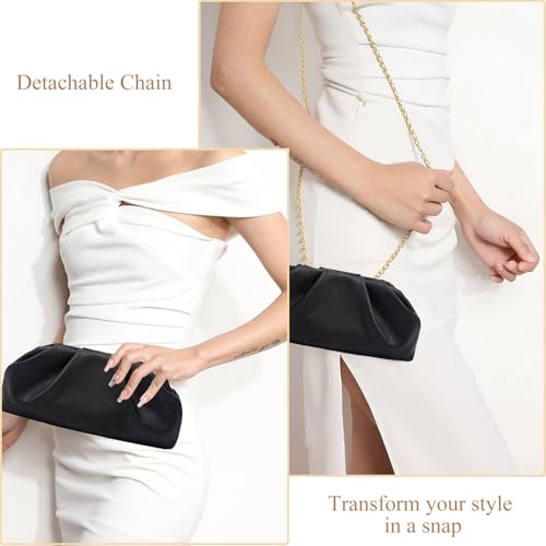 Image of Clutch Purse for Women, Vegan Leather Evening Bag, Soft Pleated PU Small Purses for Formal Wedding, Dressy Party