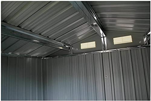 Miniatura 7 de KINTNESS Cobertizo de almacenamiento de metal para exteriores de 6 x 4 pies, cobertizo de herramientas de acero galvanizado con puerta con doble