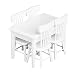 Zungtin 5pcs White Dining Table Chair Model Set 1:12 Dollhouse Miniature Furniture