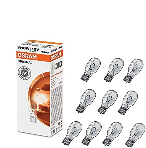 10x Osra.m W16W 12V 921 Standard Bremslicht Hecklicht Rückfahrlicht Nebelleuchte vorne Blinker vorne hinten und seitlich Ersatz Halogen Lampe E-geprüft