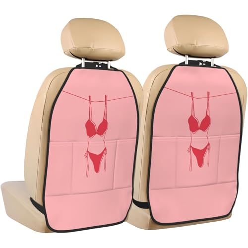 Minimalist Swimsuit On Clothing Line Car Seat Back Kick Protectors,2 Pack Kick Mats with Storage Pockets for Vehicles to Protect from Dirt Mud Scratches
