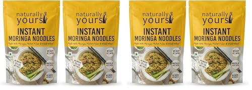 Image of Naturally Yours Moringa Instant Ramen Noodles | Shigru Leaf, Millet & Whole Wheat | No Maida, Not Fried | No Onion No Garlic, Jain Friendly | Ready in 2 Minutes | Masala Inside | 175g Pack of 4