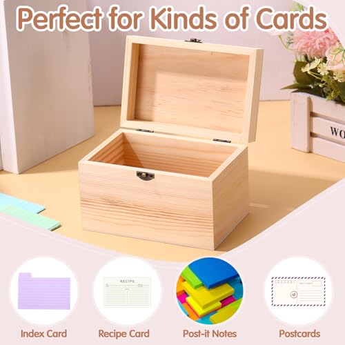 Burbell 4 Pcs Index Card Holder 3x5 Wooden Notecard Recipe Box Index Card Organizer Business Storage Case Flashcard Notecard Holders Gift Supplies for Back to School Home Office - Image 4