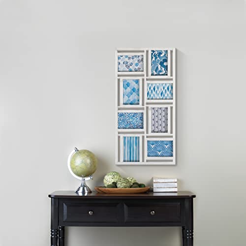 Melannco 8 Opening Collage Frame- Displays Four 4X6 And Four 6X4 Inch Photos, Horizontal Or Vertical Display, 25X15 Inch, Distressed White #TOP4