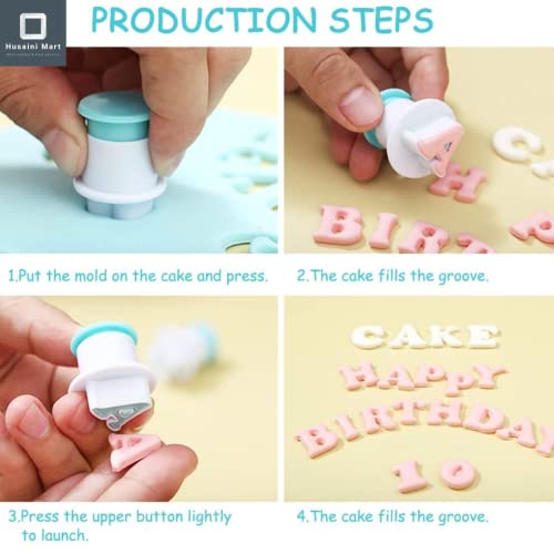 Image of HUSAINI MART | 26 Pcs Uppercase Alphabet Letters Plunger Fondant Cookie Cutter Embosser Cake Cupcake Decorating Baking Mold Tools for Birthday Cake Cookie Fruit