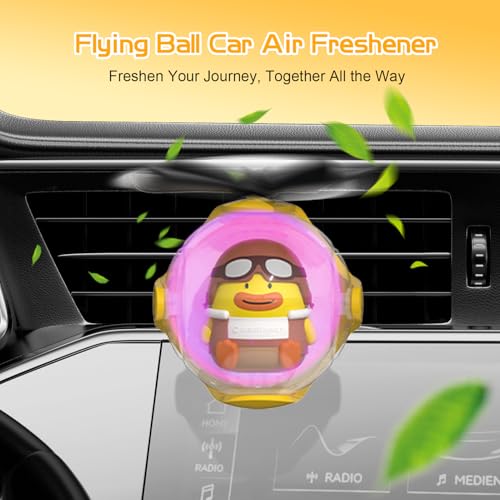 Image of Yellow Duck Car Air Freshener with 6-Color Auto Light Up & 4 Scented Replacements Tablets - Light Scent, Decorative Auto Accessories, Cute Mother's Day and Father's Day Small Gift