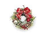 ［ 2025年 mamawreath フラワーリース ］クリスマスリース リース 玄関 ドア ウィンターリース リボン オーナメント ボール クリスマスカラー The Christmas Wreath Mサイズ : 19cm (直径)× 6cm (厚み) (クリスマスリース (HSM-6195))