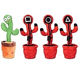 ✅ Los juguetes de cactus bailarines o del juego del calamar están hechos de tejidos de punto de alta calidad, rellenos de algodón PP, suaves para la piel y delicados, suaves al tacto, los juguetes de peluche son muy adecuados para niños y bebés