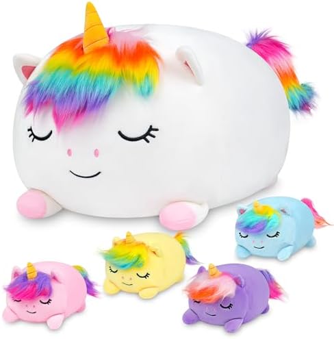 Unicorn Plush, Stuffed Animal Set with 4 Baby Unicorns, Soft Stuf...